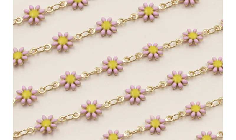 Cadena Marganitas 6mm diametro Lila + Amarillo / Cadenas de Latón / Zamak