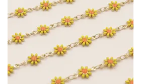 Cadena Marganitas 6mm diametro Amarillo + Naranja / Cadenas de Latón / Zamak