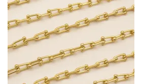 Cadena Acero eslabón herradura 15*6mm Baño Oro / Cadenas de Acero Inoxidable