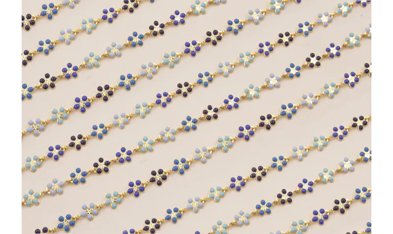 Cadena Margaritas de 5mm gamas azules / Cadenas de Latón / Zamak