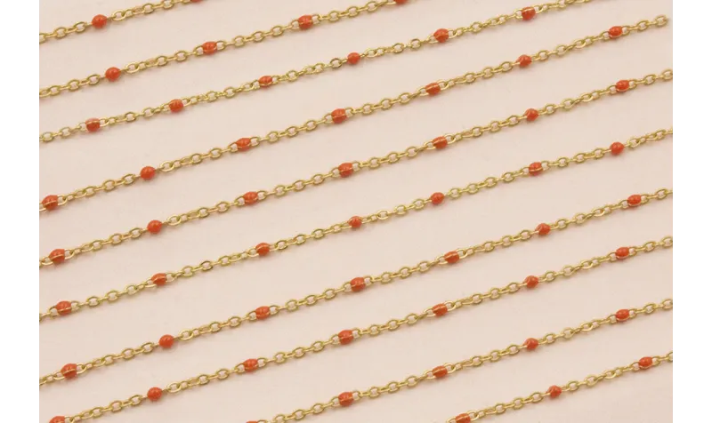 Cadena de 1,5mm oro mate con Microesmalte Teja