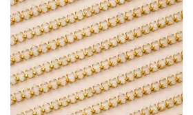 Cadena strass Cristal opal de 3*6mm sobre latón / Cadenas de Latón / Zamak