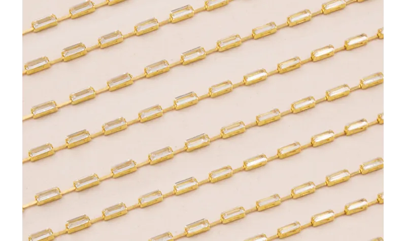 Cadena Strass latón y bagette cristal 6*2mm / Cadenas de Latón / Zamak