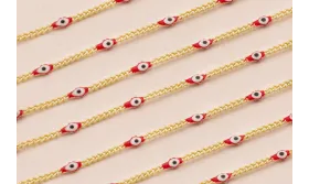 Cadena eslabon 2mm Oro Mate con Ojo Turco / Cadenas de Latón / Zamak