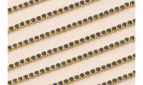 Cadena Strass Critstal 2mm Azul intenso / Cadenas de Latón / Zamak