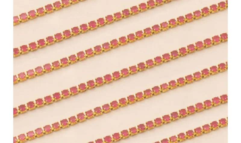 Cadena Strass Critstal 2mm Rojizo transparente / Cadenas de Latón / Zamak