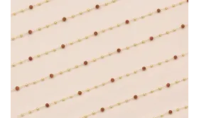 Cadena Oro Mate bolitas de Piedra de 2mm Rojiza / Cadenas de Latón / Zamak