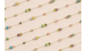 Cadena 1mm Oro Mate con discos color de 5mm Diam / Cadenas de Latón / Zamak