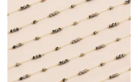 Cadena 1mm Oro Mate con 3 bolas tigre de 3mm Diam / Cadenas de Latón / Zamak