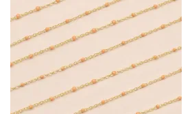 Cadena 1,5mm Oro Mate con Esmaltes de 2mm Azul / Cadenas de Latón / Zamak