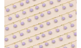 Cadena colgante Chapitas 7mm esmalte Lila / Cadenas de Latón / Zamak