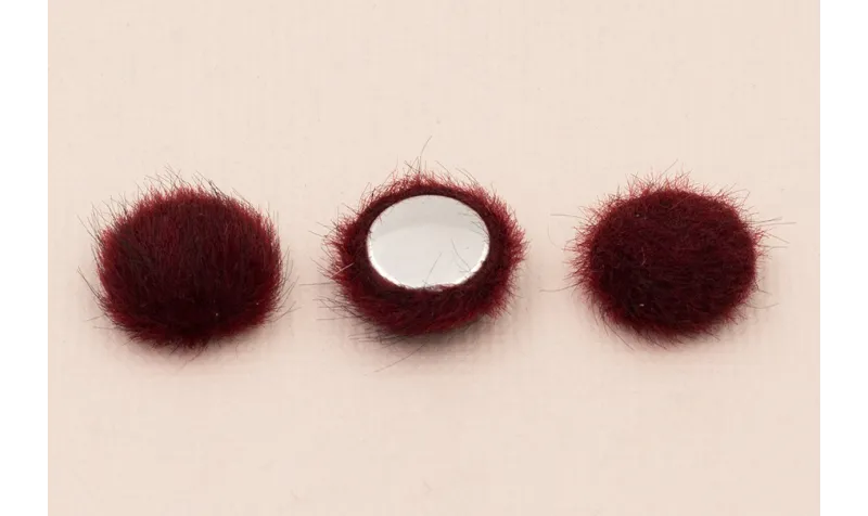 Media bola 15mm de pelo granate / Hilos y Cordones, Cuero y piel