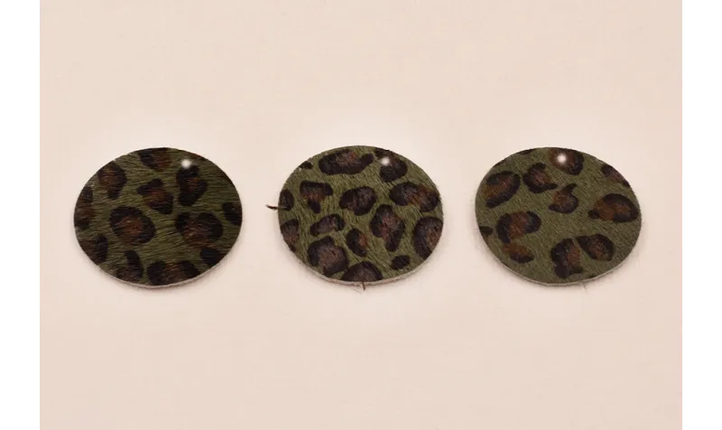 Disco Piel tintada 29mm Leopardo Gris / Hilos y Cordones, Cuero y piel