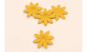 Flor Cuero 30mm Mostaza / Hilos y Cordones, Cuero y piel