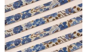 Lazo estampado bies 10mm Flores Azules / Lazos