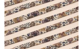 Lazo estampado bies 10mm Flores Azules y tostadas / Lazos