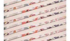 Lazo 4mm Liberty Florecillas Grises y rosas / Lazos