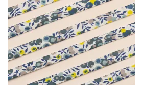 Lazo estampado bies 10mm Liberty Flores Azules / Lazos
