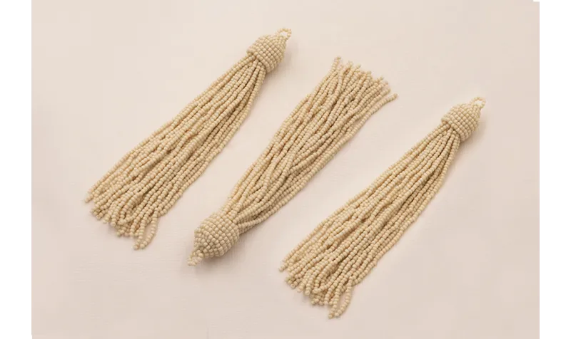 Fleco de Abalorio de 120mm Crema