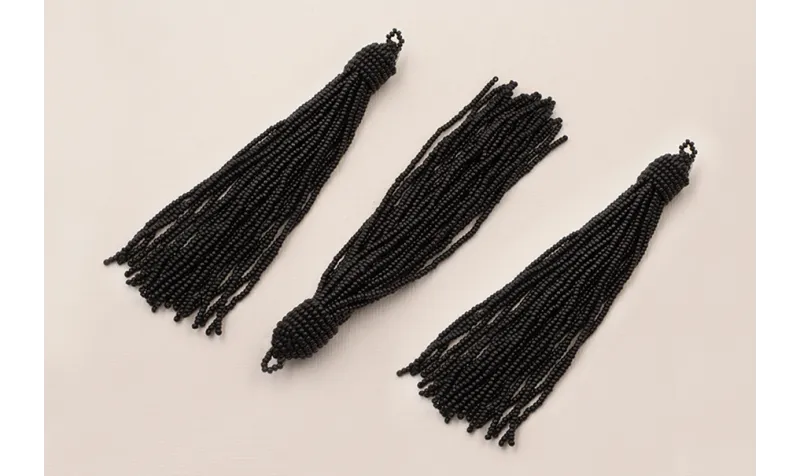 Fleco de Abalorio de 120mm  Negro