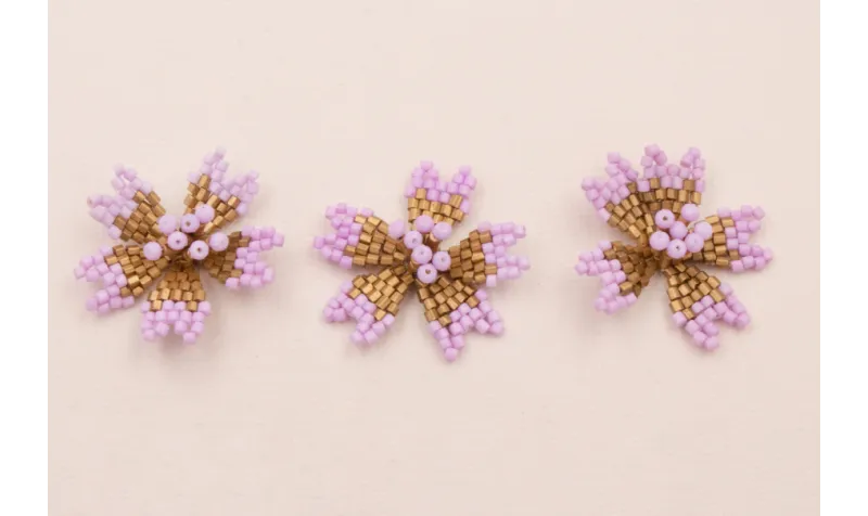 Flor Abalorio de 30mm diametro Lila y Cobre