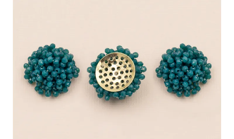 Disco de 23mm facetadas engarzadas Azul petróleo / Abalorio pulseras y Collares