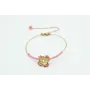 Pulsera rigida flor esmaltada rosa y alfiler bola 