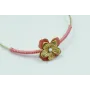 Pulsera rigida flor esmaltada rosa y alfiler bola 