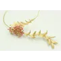 Collar rigido rama con coral esmaltado rosa