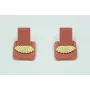 Pendientes rectangulo rosa y triangulo plisado