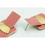 Pendientes rectangulo rosa y triangulo plisado