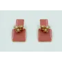 Pendientes rectangulo esmaltado rosa con camapnill