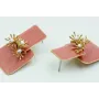 Pendientes rectangulo esmaltado rosa con camapnill