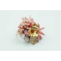 Anillo varias flores esmaltada blanca, oro mate, e