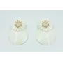 Pendientes flor nacar 38mm con perno esmaltado ros