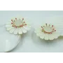 Pendientes flor nacar 38mm con perno esmaltado ros