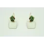 Pendientes perno flor con corales verdes y cuadrad