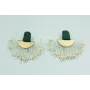 Pendientes perno martilleado verde mate y colgante