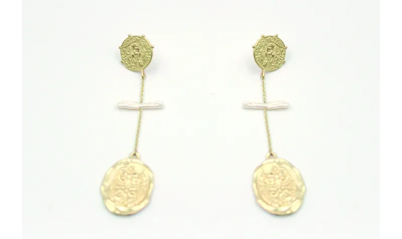 Pendientes perno chapa santo 17mm con colgante de 