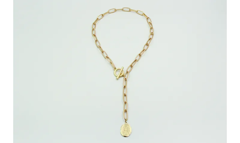 Collar de cadena eslabón ovalado estriado con bola