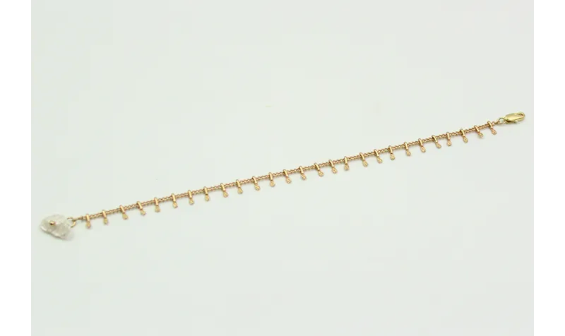 Pulsera sencilla de cadena con colgantes y perla a
