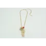 Collar cadena de eslabón rectangular, colgante hoj