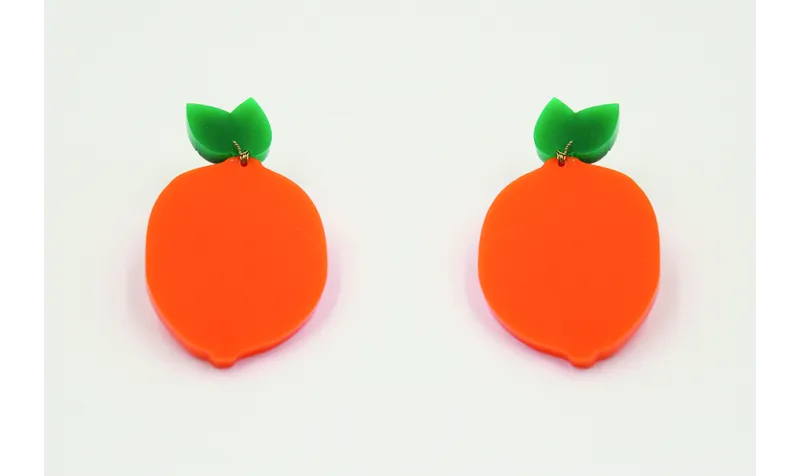 Pendientes con forma de naranja en metacrilato nar