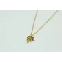 Solitario con cadena de eslabón pequeño dorado y c