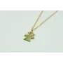 Solitario con cadena de eslabón pequeño dorado y c