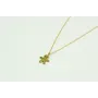 Solitario con cadena de eslabón pequeño dorado y c