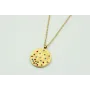 Solitario con cadena de eslabón pequeño dorado y c