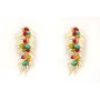 Pendientes hoja palmera grande en oro mate y semip