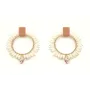 Pendientes aro grande cosido hilo macrame oro con 