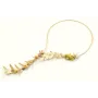Collar rigido hojas en oro mate con semipreciosas 